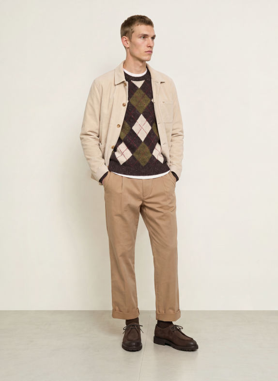 FYNCH-HATTON Sweater DARK BROWN / CREAM / KHAKI