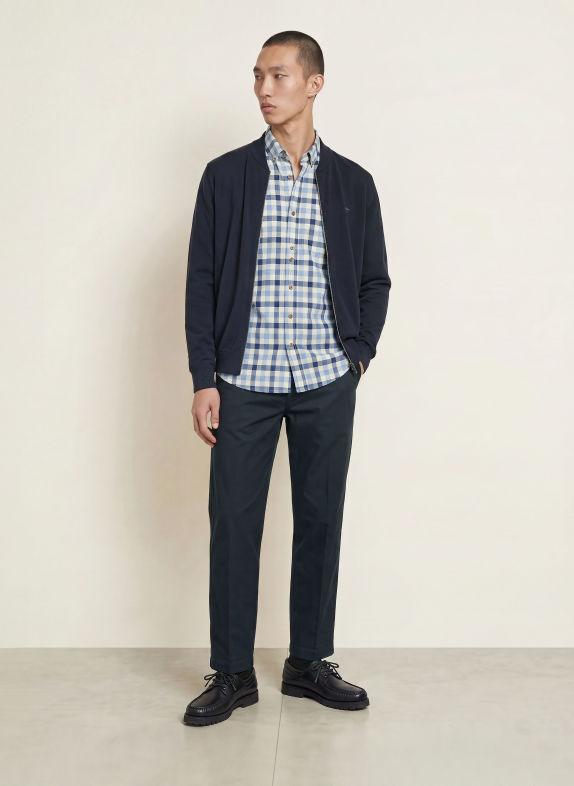 FYNCH-HATTON Hemd Regular Fit DUNKELBLAU / CREME / HELLBLAU