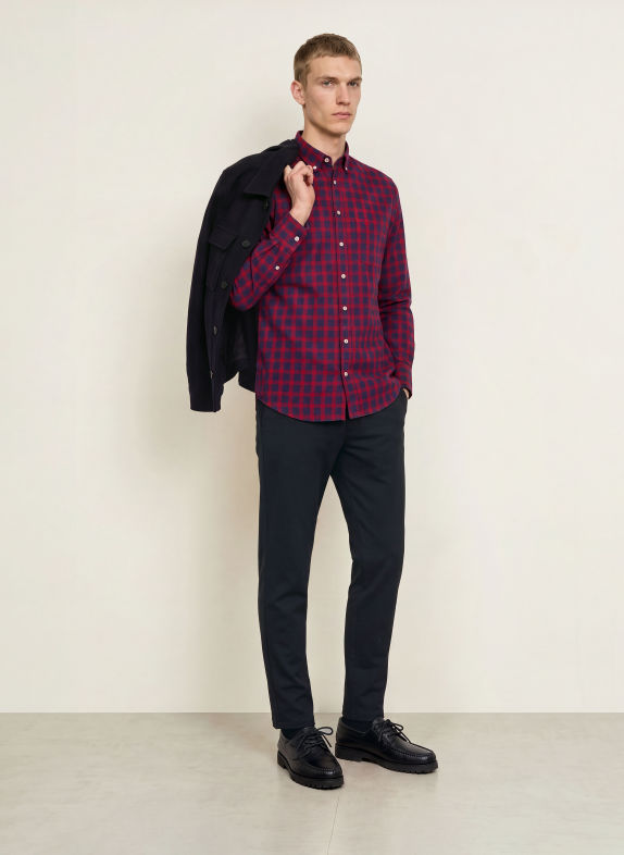 FYNCH-HATTON Hemd Slim Fit DUNKELROT / DUNKELBLAU