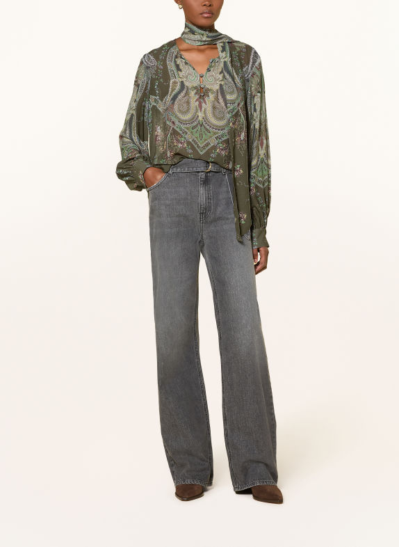 RIANI Blouse met afneembare strik KAKI / BRUIN / ZWART