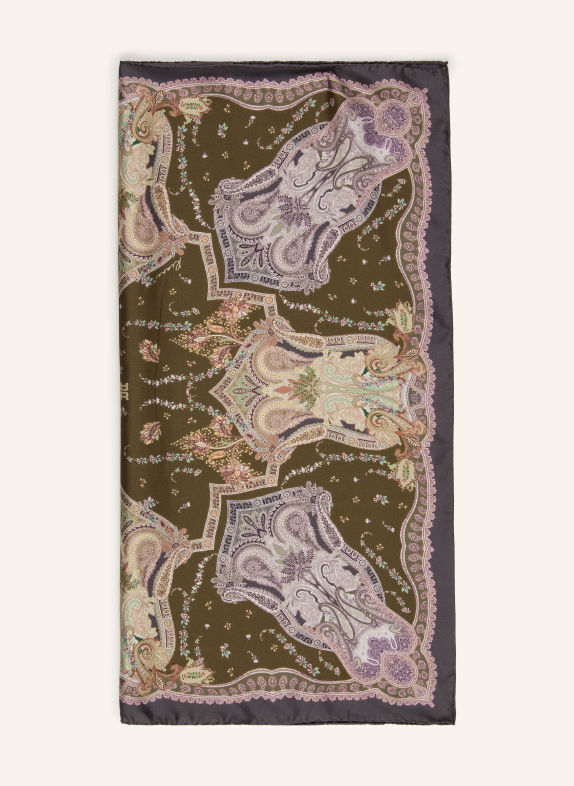 RIANI Foulard en soie OLIVE / GRIS FONCÉ / LILAS