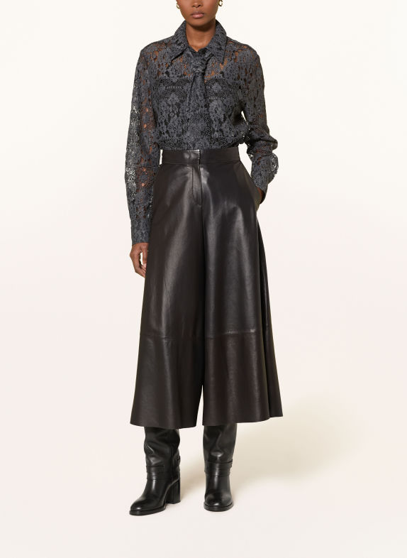 RIANI Pantalon style jupe-culotte en cuir NOIR