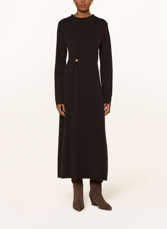 RIANI Knit dress made with merino wool and cashmere DARK BROWN
