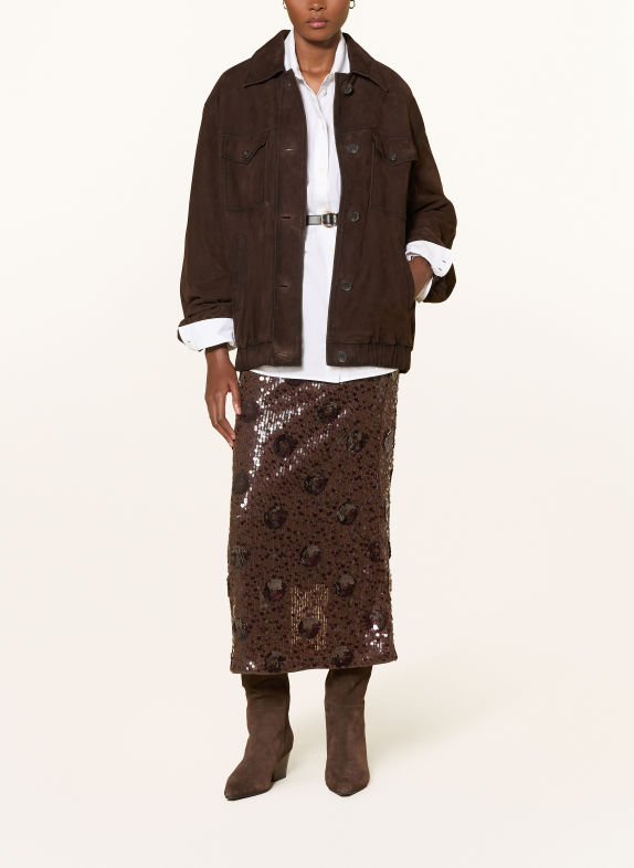 RIANI Rok met pailletten MARRON FONCÉ