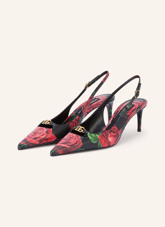 DOLCE & GABBANA Slingback pumps RED / GOLD / BLACK