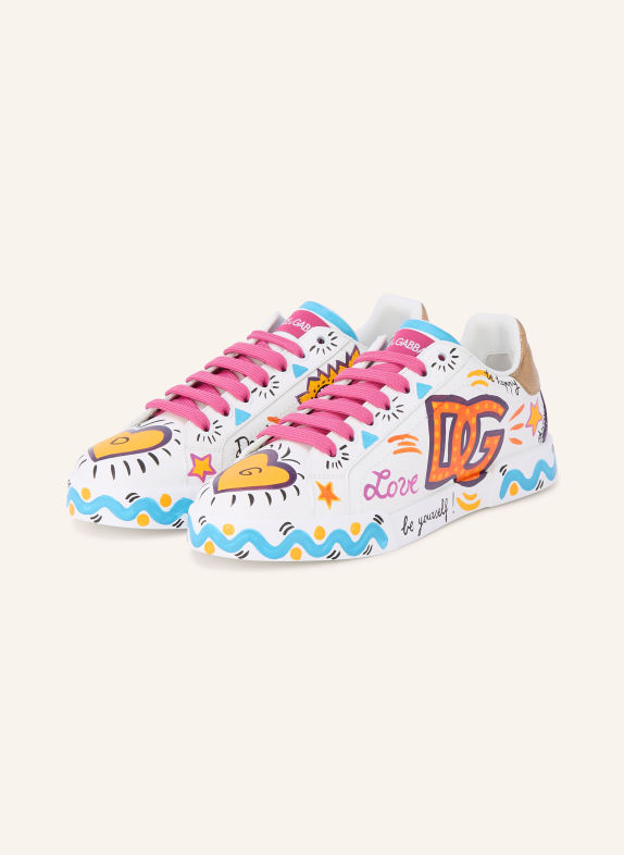 DOLCE & GABBANA Sneakersy BIAŁY / ŻÓŁTY / JASNONIEBIESKI