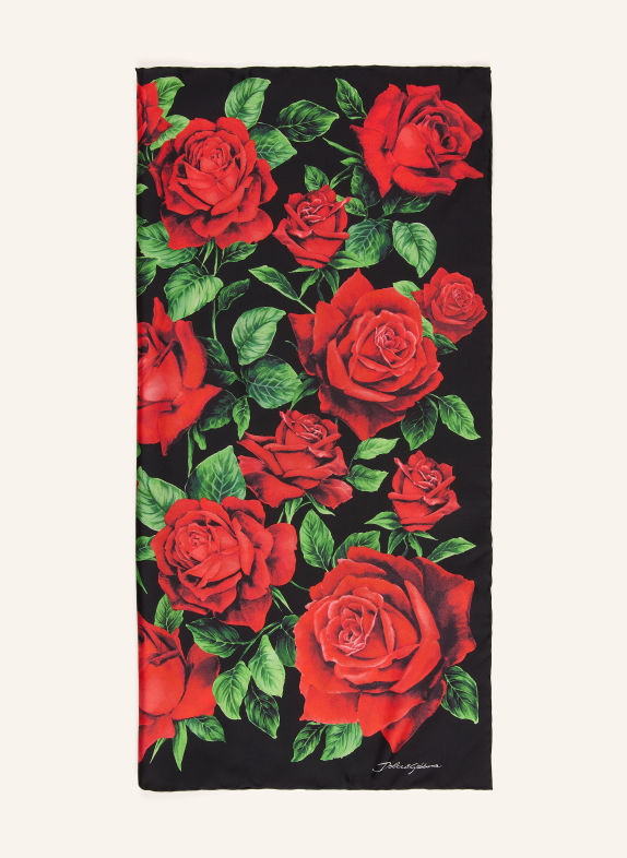 DOLCE & GABBANA Seidentuch SCHWARZ / ROT / GRÜN