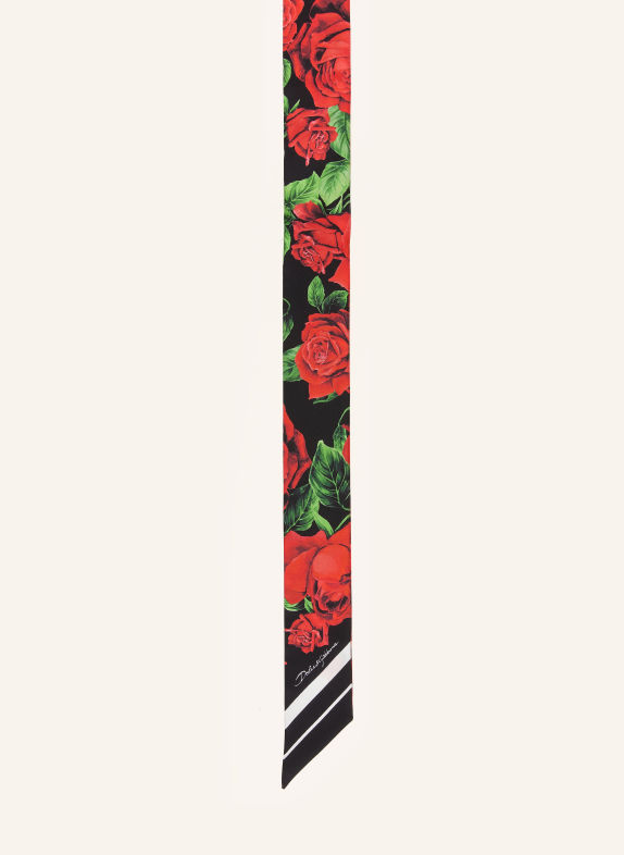DOLCE & GABBANA Seidenschal SCHWARZ / ROT / GRÜN