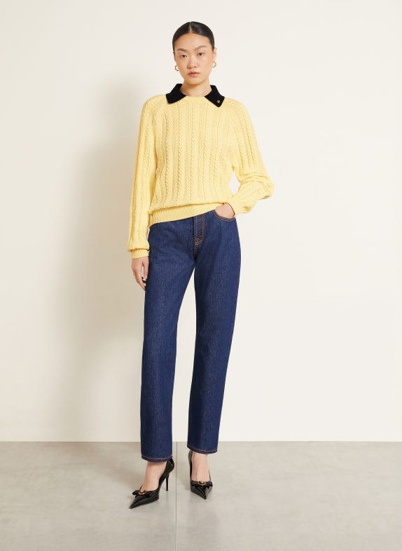 VERSACE Trui LICHTGEEL / DONKERBLAUW