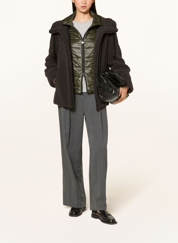 FRIEDA & FREDDIES Teddyfell-Jacke KHAKI / SCHWARZ
