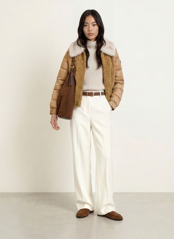 FRIEDA & FREDDIES ALAINA Quilted Jacket in a Mix of Materials TAUPE / LIGHT BROWN
