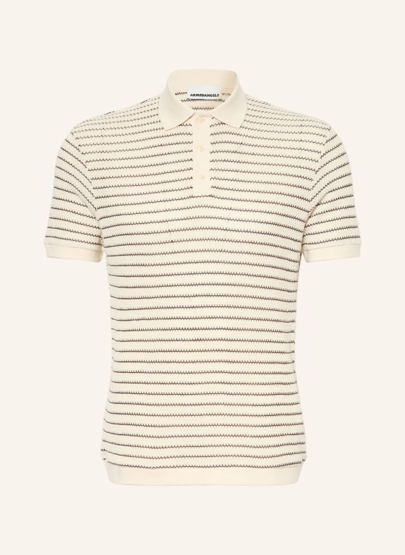 ARMEDANGELS Gebreid poloshirt MAARIO Regular Fit CRÈME / MARRON FONCÉ
