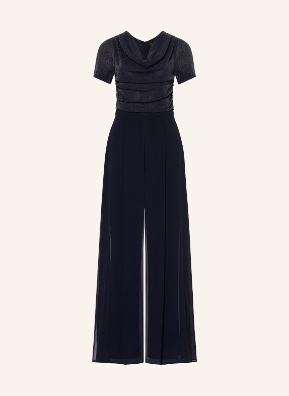 Vera Mont Jumpsuit in a mix of materials with glitter thread DARK BLUE