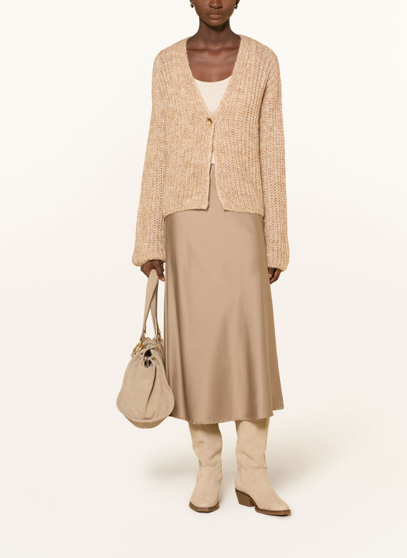 MILANO ITALY Gilet ouvert en maille avec fil pailleté BEIGE