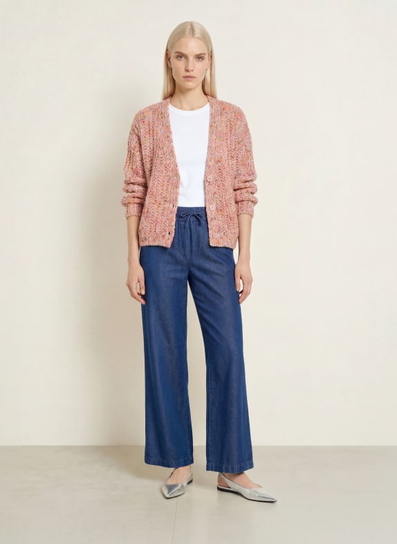 MILANO ITALY Strickjacke mit Glitzergarn BEIGE / NEONPINK / NEONGRÜN