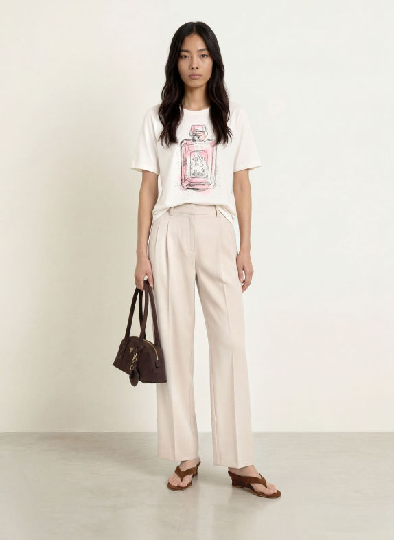 MILANO ITALY T-Shirt mit Schmucksteinen WEISS / ROSA