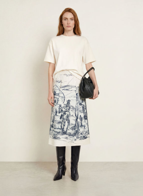 MILANO ITALY Skirt ECRU / DARK BLUE