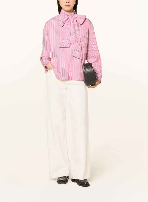 MILANO ITALY Blouse met afneembare strik ROZE / WIT / ZWART