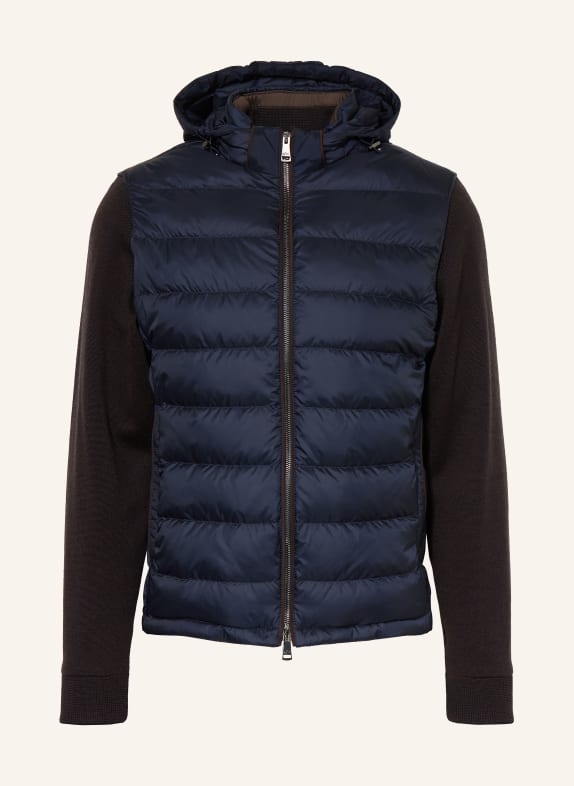 PAUL & SHARK Lightweight donsjas van een materiaalmix met afneembare mouwen DONKERBLAUW / MARRON FONCÉ