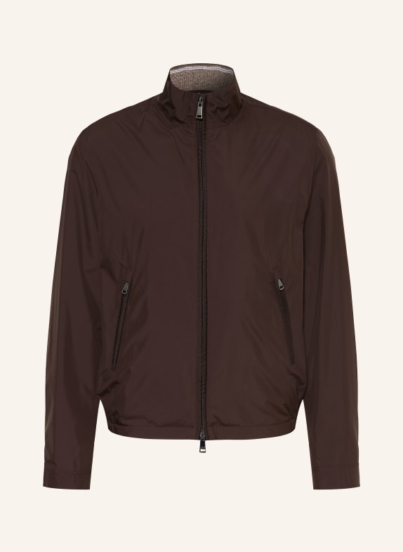 PAUL & SHARK Bomber jacket DARK BROWN / BROWN / WHITE