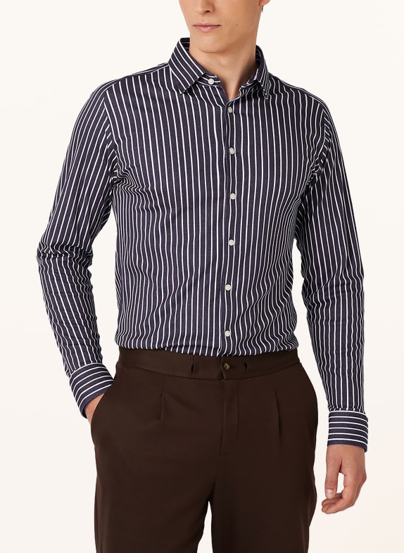 DESOTO Jerseyoverhemd, slim fit DONKERBLAUW / MARRON FONCÉ / WIT