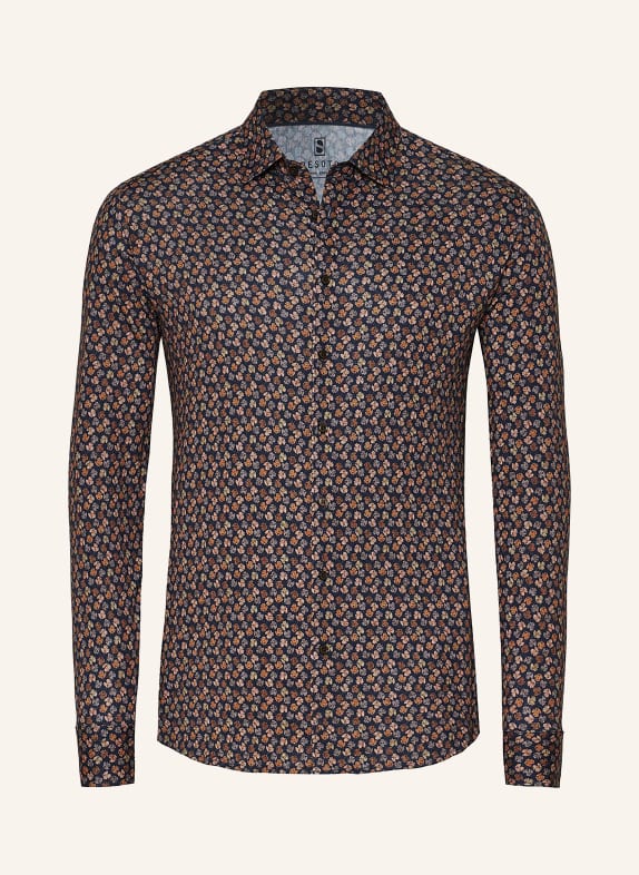 DESOTO Jerseyoverhemd, slim fit DONKERBLAUW / ZALM / DONKERORANJE