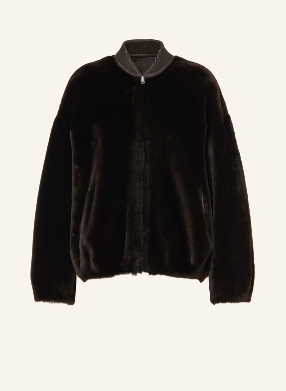 ARMA VIOLET Reversible Leather Jacket DARK BROWN