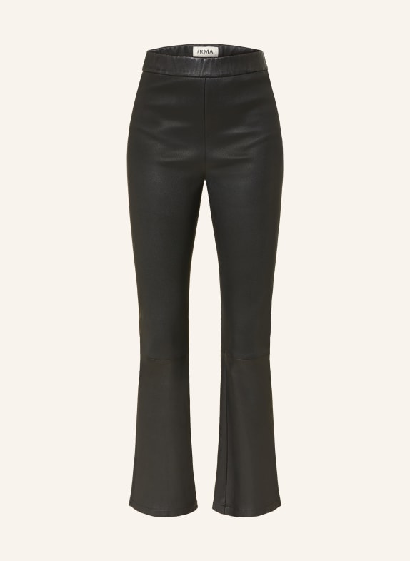 ARMA RIVER Leather Bootcut Trousers BLACK