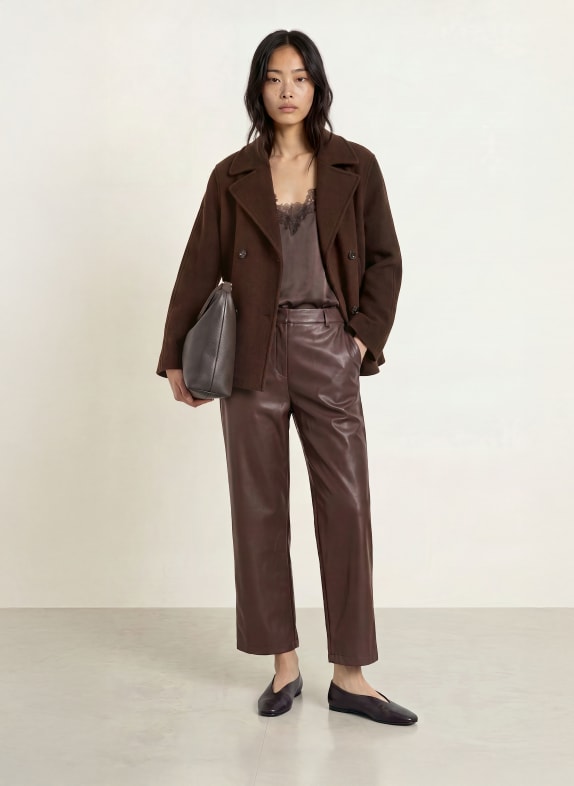 BRAX Culotte MAINE in leerlook MARRON FONCÉ