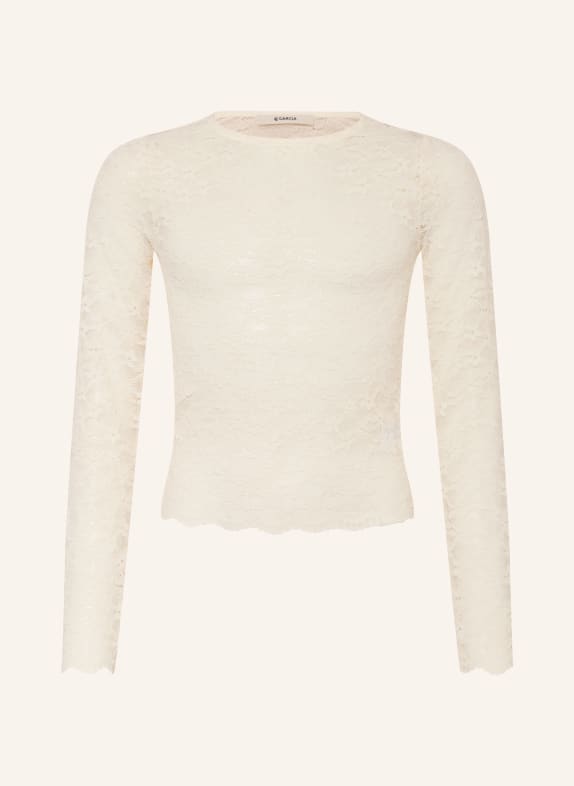 GARCIA Longsleeve met lange mouwen van kant WIT