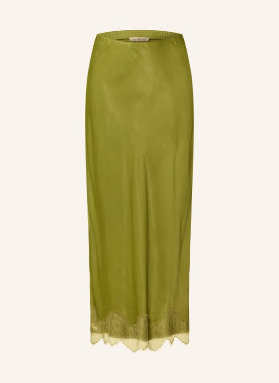 Smith & Soul Satin skirt with lace OLIVE