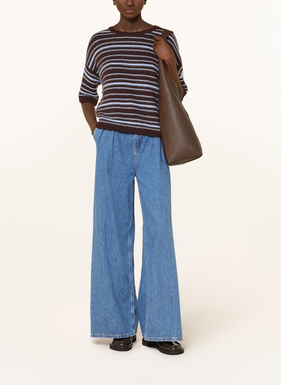 Smith & Soul Gebreid shirt MARRON FONCÉ / LICHTBLAUW