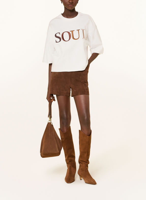 Smith & Soul Sweatshirt met 3/4-mouwen ECRU / MARRON FONCÉ
