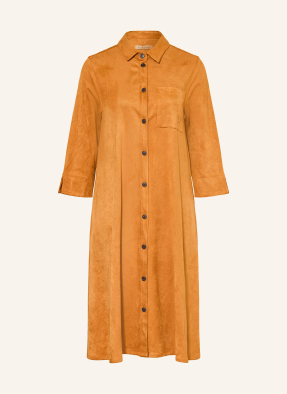 Smith & Soul Hemdblusenkleid in Lederoptik mit 3/4-Arm COGNAC