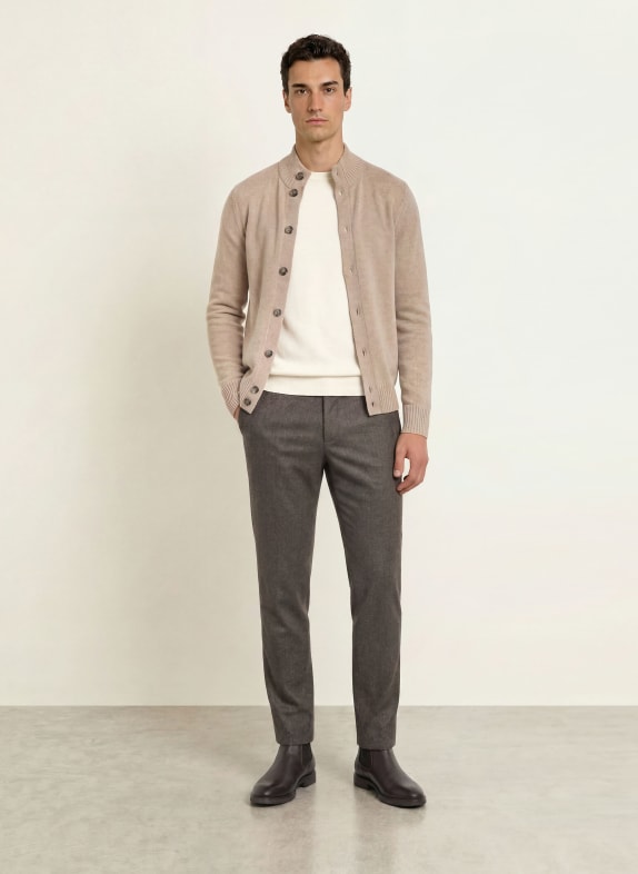 ALBERTO Flanellen broek LOU Regular Fit MARRON FONCÉ / BRUIN / ECRU