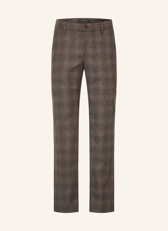 ALBERTO LOU-JGU Regular Fit Flannel Pants DARK BROWN / BROWN / ECRU