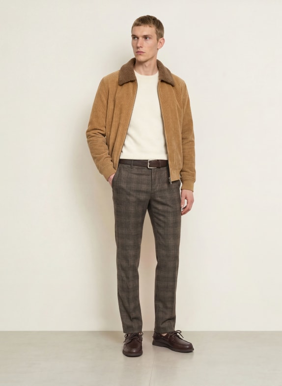 ALBERTO Flanellen broek LOU-JGU Regular Fit MARRON FONCÉ / BRUIN / ECRU