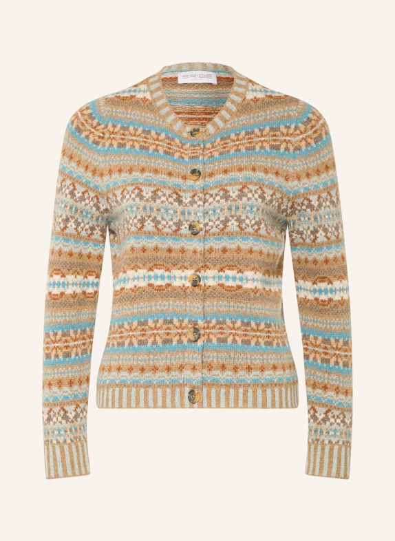 ERIBÉ Strickjacke KINOROSS BEIGE / BRAUN / HELLBLAU