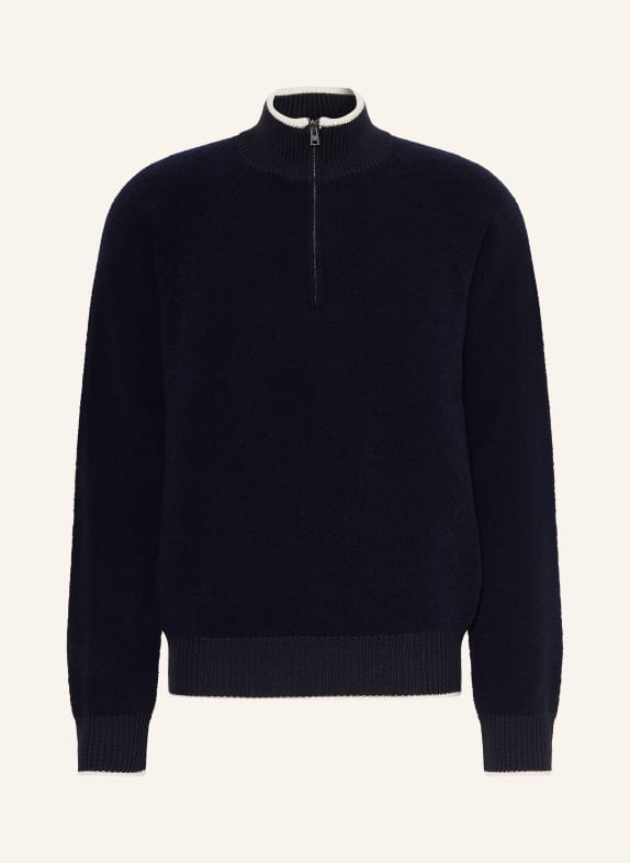 HERNO Pull col zippé BLEU FONCÉ / BLANC