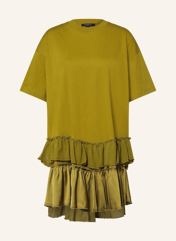 ALLSAINTS FEYRE jersey dress in a mix of materials OLIVE