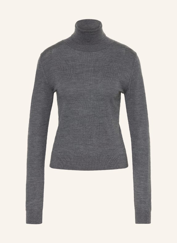 MRS & HUGS Pull à col roulé en laine mérinos GRIS FONCÉ