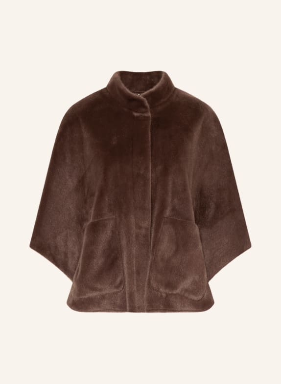 RINO & PELLE Faux Fur Cape DEWI DARK BROWN