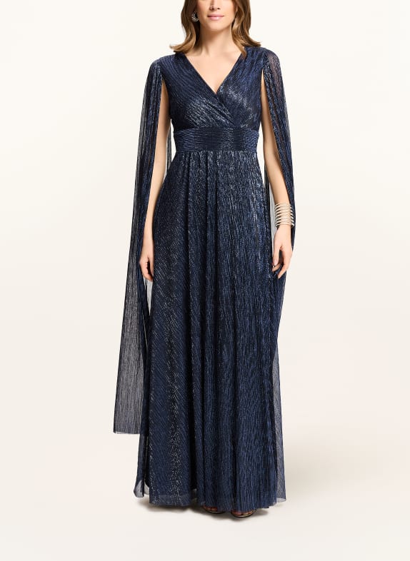 SWING Robe de soirée à plis et fils pailletés BLEU FONCÉ
