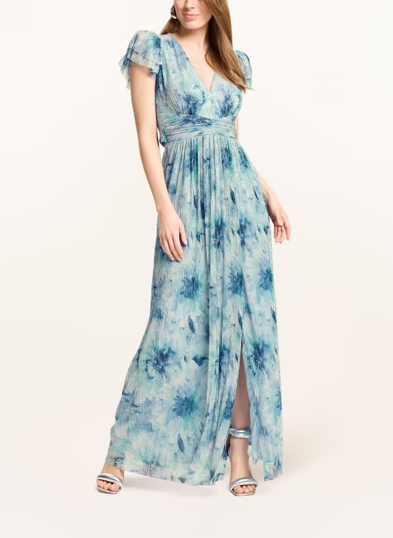 SWING Robe de soirée à plis et fils pailletés VERT CLAIR / BLEU CLAIR / BLEU FONCÉ