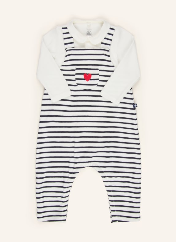 PETIT BATEAU Set: Tuinbroek en Body WIT / ROOD / ZWART