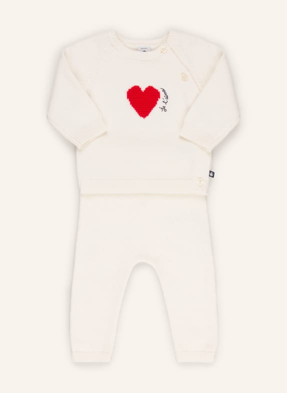 PETIT BATEAU Set: Pullover und Strickhose ECRU / ROT