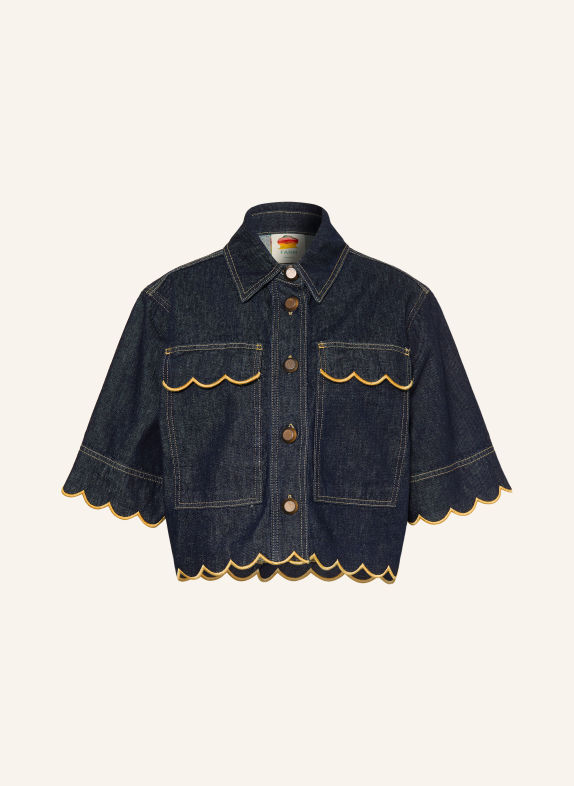 FARM RIO Denim blouse DARK BLUE / LIGHT BROWN