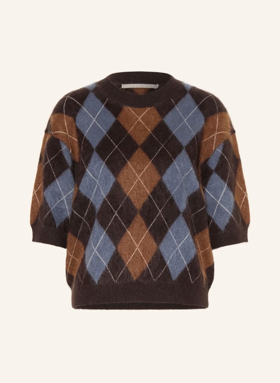 (THE MERCER) N.Y. Strickshirt aus Cashmere DUNKELBRAUN / BRAUN / BLAU