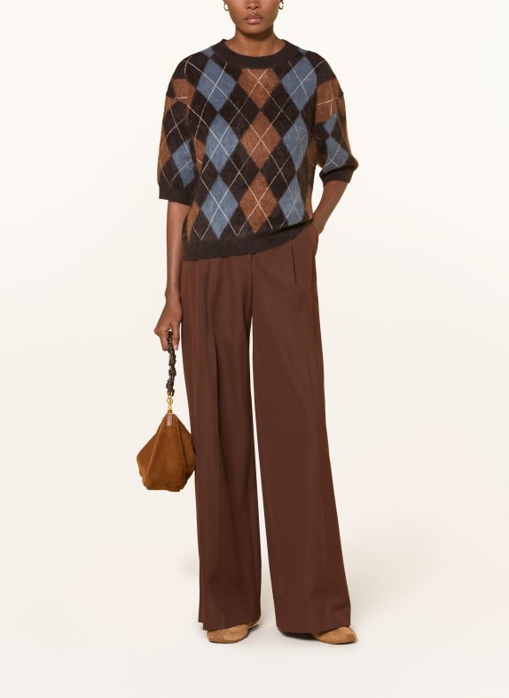 (THE MERCER) N.Y. Haut en maille en cachemire MARRON FONCÉ / MARRON / BLEU