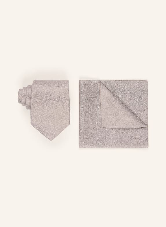 Sterlington Set: Pocket square and Tie BEIGE